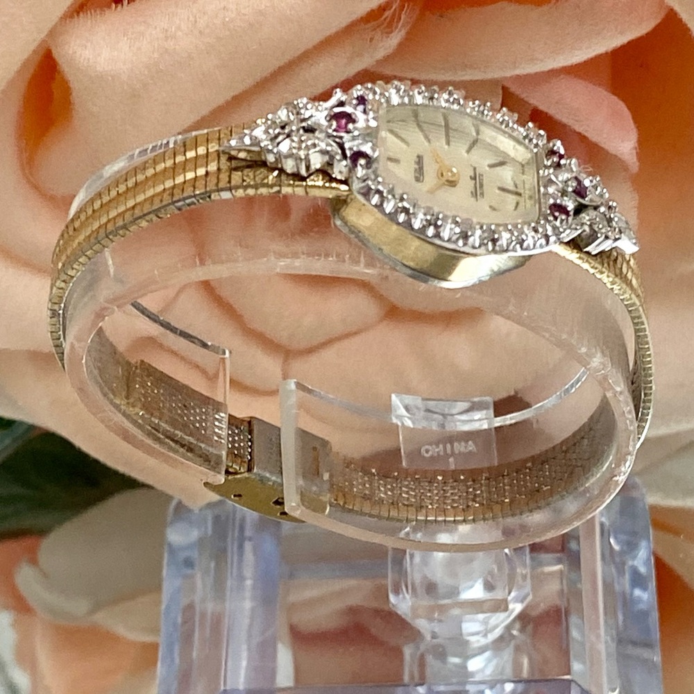 Vintage Lucien Piccard Diamond & Ruby Accented Bezel Dainty Cocktail Watch - Picture 6 of 16